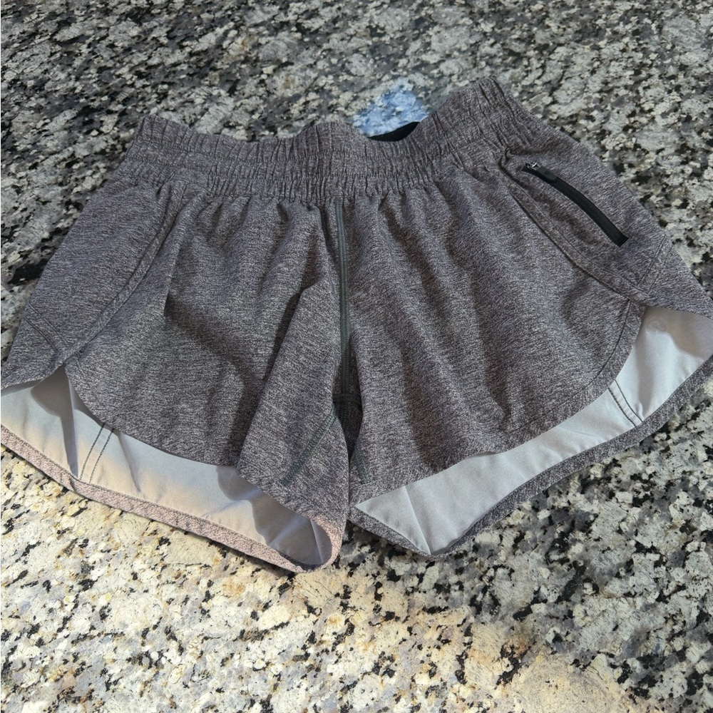 Women’s Heather Gray Athletic Shorts with Zip Pocket